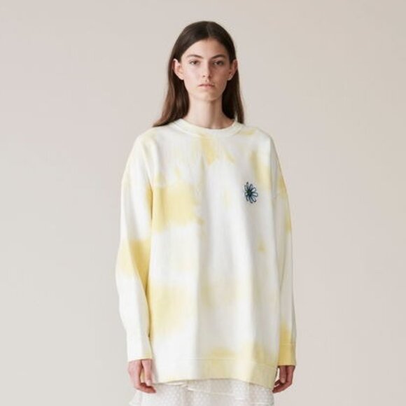Ganni Daisy Stonecrop Isoli Sweatshirt in Yellow Tie-Dye Size XS/S - Picture 1 of 4